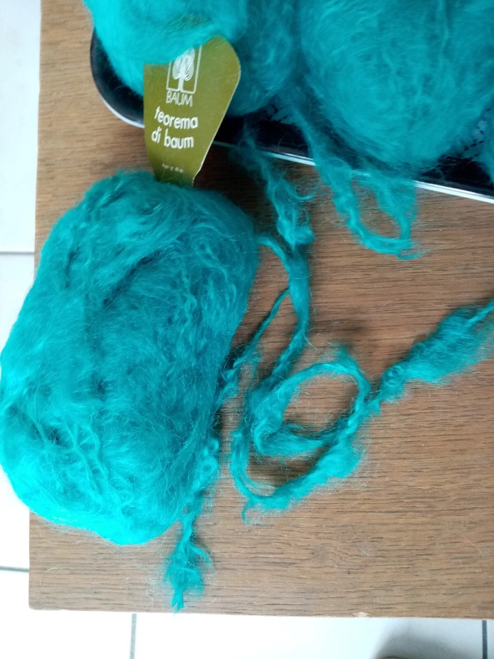 5 pelotes 80% mohair poils long marque teorema vert emeraude 40gr - Photo 4/4