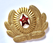 Sowjetunion --Kokarde- Schirmm&uuml;tzenabzeichen der Roten Armee mit Hersteller Kran