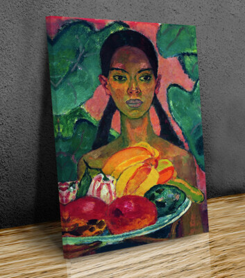 Leo Putz Half Indian woman with fruits  canvas print art framed or print only