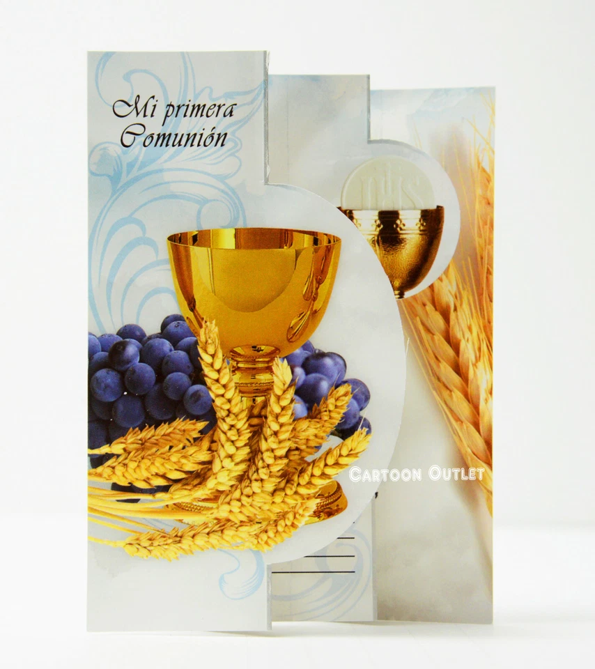 24 INVITACIONES DE PRIMERA COMUNION FIRST COMMUNION INVITATIONS Gold Caliz Grape - Image 3 of 4