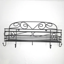 Black Metal Key &Mail Rack Wall-Mount Letter Holder Wire Basket Organizer Rustic