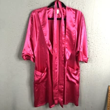 Go Softly Robe Womens Small Hot Pink Berry Satin Lingerie Spa Liquid Flowy