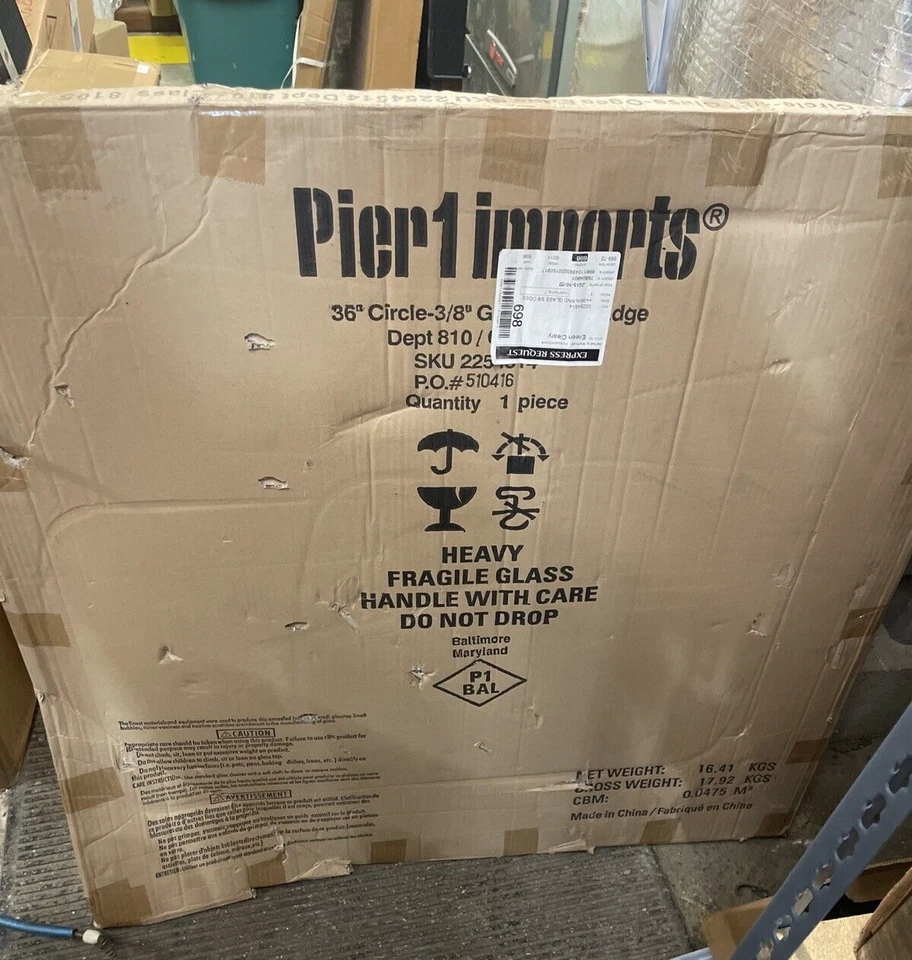Pier 1 Imports 36" Círculo 3/8" Vidrio-Ogee Borde Mesa Vidrio *En Caja Foto 3 de 4