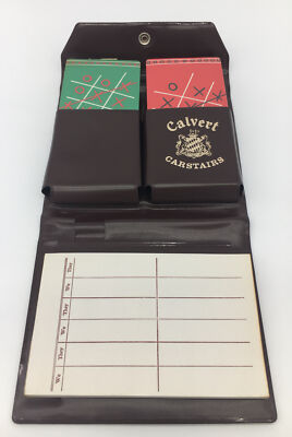 Vintage Calvert Calstairs Double Playing Card Decks Tic Tac Toe Tax Stamps Case