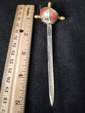 Rapier Dagger Knife Letter Opener VTG Antique Spain Gold Silver Ename