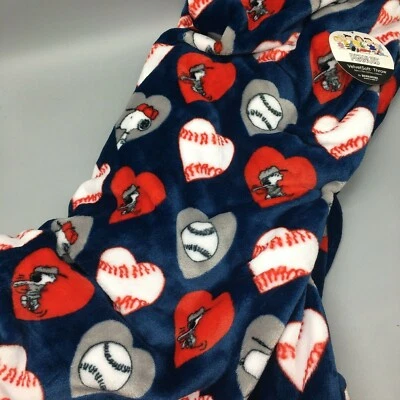 Peanuts Berkshire Love Baseball Blanket VelvetSoft Throw Snoopy Hearts 50x70 NEW