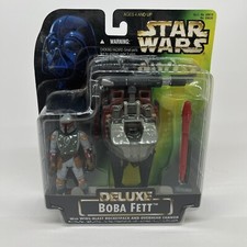 Star Wars Power of the Force Deluxe Boba Fett With Wing-Blast Rocketpack New