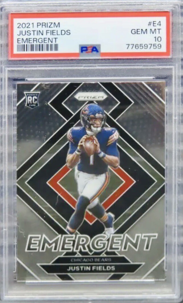 2021 Panini Prizm Justin Fields Emergent NFL Rookie RC #E-4 PSA 10 GEM MINT