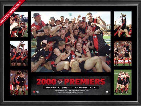 ESSENDON BOMBERS 2000 AFL PREMIERS FRAMED PRINT HIRD SHEEDY LLOYD