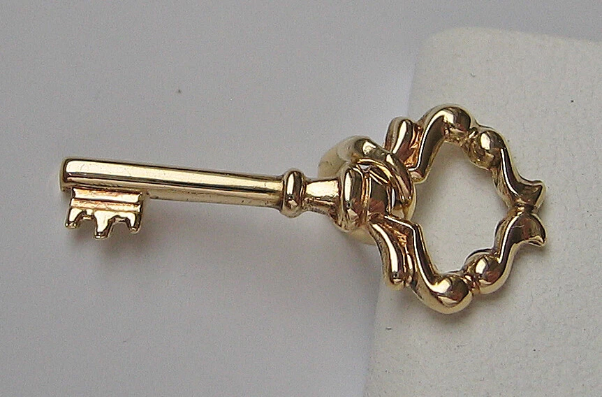 Anhänger♦️ Schlüssel 3 D Effekt aus 14kt 585 Gold Gelbgold Goldanhänger ♦️ 7929