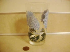 Vtg 5" Boscul Peanut Butter Glass Tumbler Blue PIN CUSHION Flower 50's Series! 