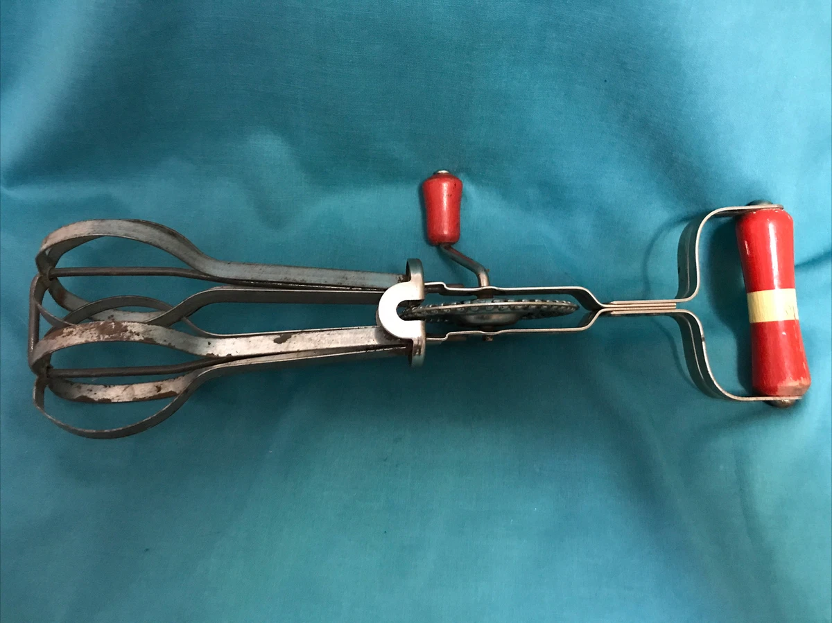 Vintage Kitchenware Hand Mixer/Egg Beater And rock USA Red Wood Handles |  eBay