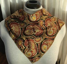Vintage Paisley Print Scarf Square 21 Inch Elegant Fall Harvest Colors