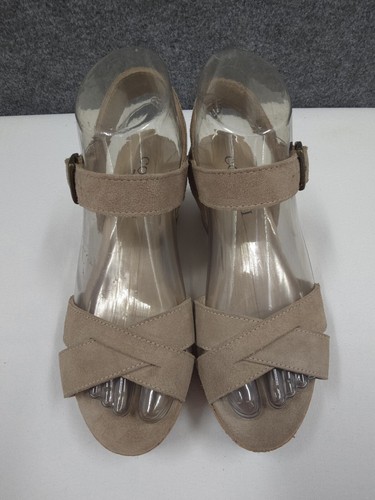 Cordani Candy Wedge Sandals Womens 37 US 7 Adjustable Strap Leather Beige Italy - Picture 3 of 13