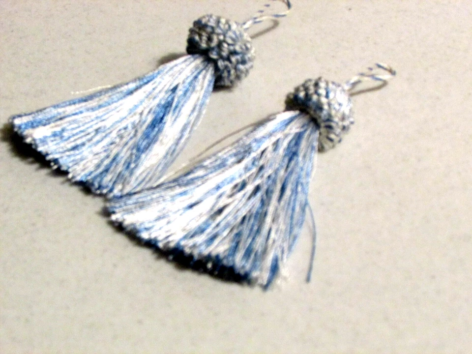 КИСТОЧКИ две 3-1/2» бахрома плюс 1-1/2» петля 5» общий синий белый (шить rm bx8 - Изображение 2 из 2