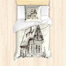 Stadt Alte Häuser Bettwäsche Set Englisch Stone House Weicher Microfaserstoff