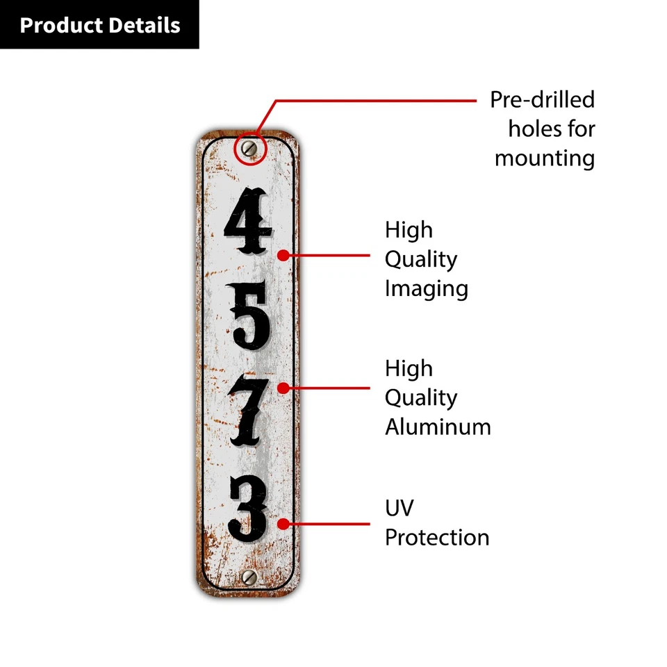 Letrero de dirección de casa personalizado de aluminio vintage letrero personalizado placa de número de casa Foto 4 de 4