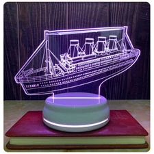Creative Titanic Night Light Color Changing 3D Lllusion Bedroom Decor Nightlight