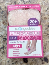Spongeables Pedi-Scrub In A Sponge Lavender Tea Tree Oil lasts 20 washes
