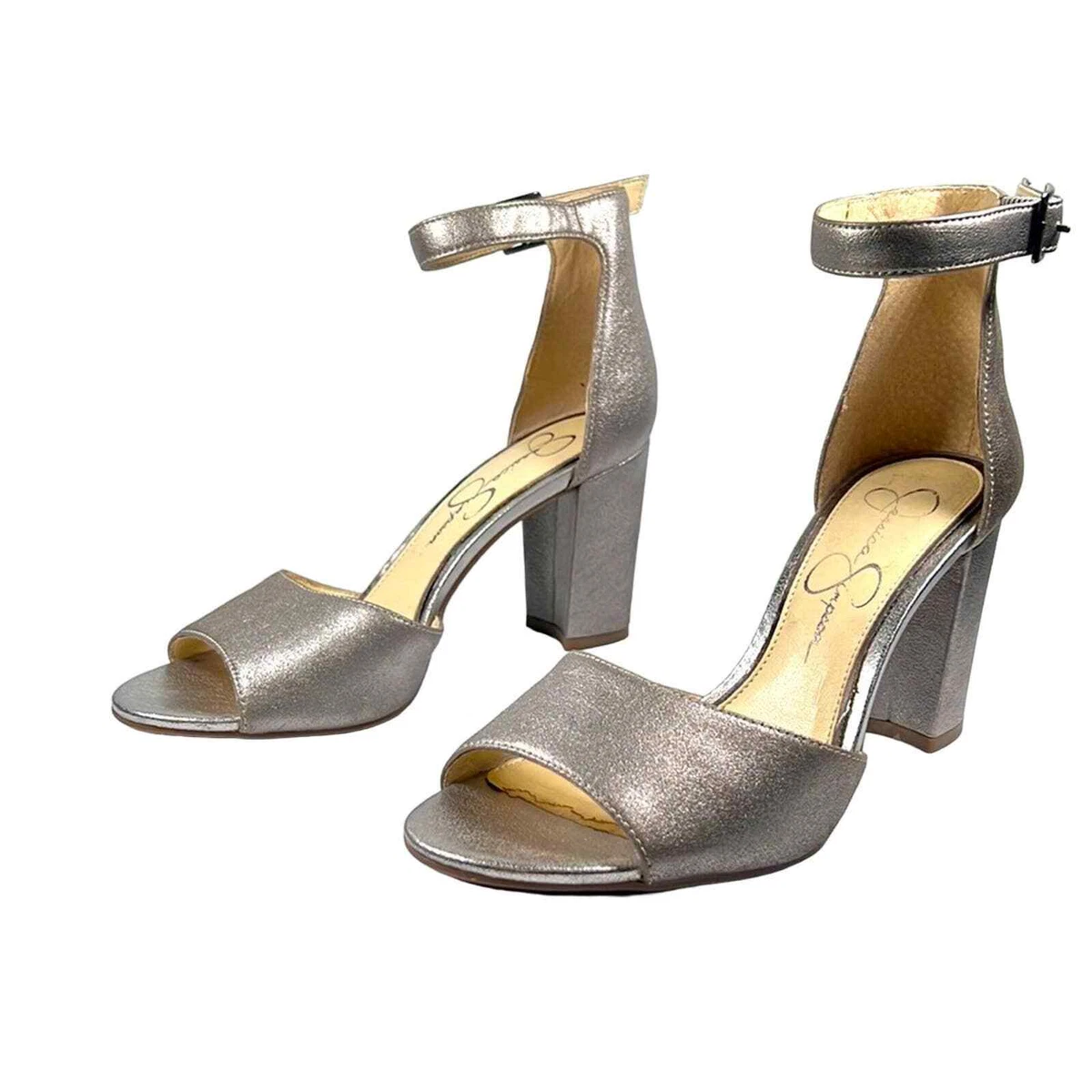 Jessica Simpson Sherron Mineral New Shimmer Sand Heels Sz 7 M
