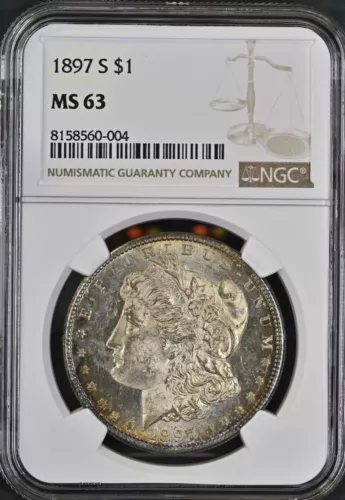 1897 S Morgan Silver Dollar $1 *TONED* NGC MS63 BX9-23