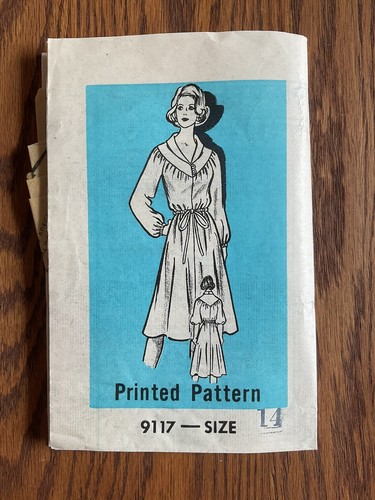 1970s Drawstring Waist Dress Printed Pattern 9117 sz 14 Bust 36” CUT COMPLETE - Picture 1 of 4
