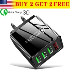 3 USB Port QC 3.0 Fast Quick Charge Hub Wall Charger Power Adapter US Plug LED