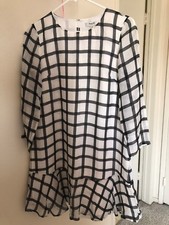 Madewell Silk Ruffle-Hem Dress in Paint Plaid
