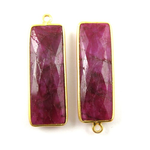 Colgante de piedra de nacimiento, piedra preciosa rectangular alargada, bisel de oro sobre plata (1 pieza) - Imagen 15 de 26
