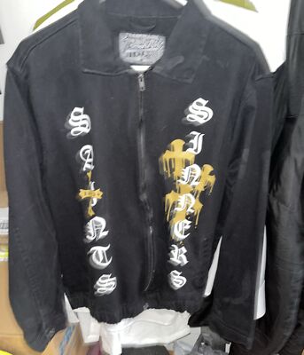 Brooklyn Cloth Men's Black ''Saints Sinners'' Denim Jacket Size XL