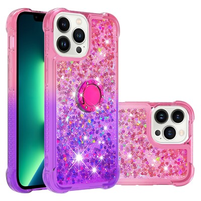 Quicksand Case Ring Holder Glitter Shockproof Back Cover Stand For Various Phone