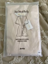 Miss to Mrs Kimono Style Short Bridal Robe Silky Smooth Satin Blush Pink S/M NWT