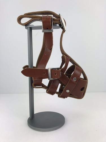 Vintage Leather Muzzle Medium Build Adjustable Made Of Thick Brown Leather - Picture 7 of 12