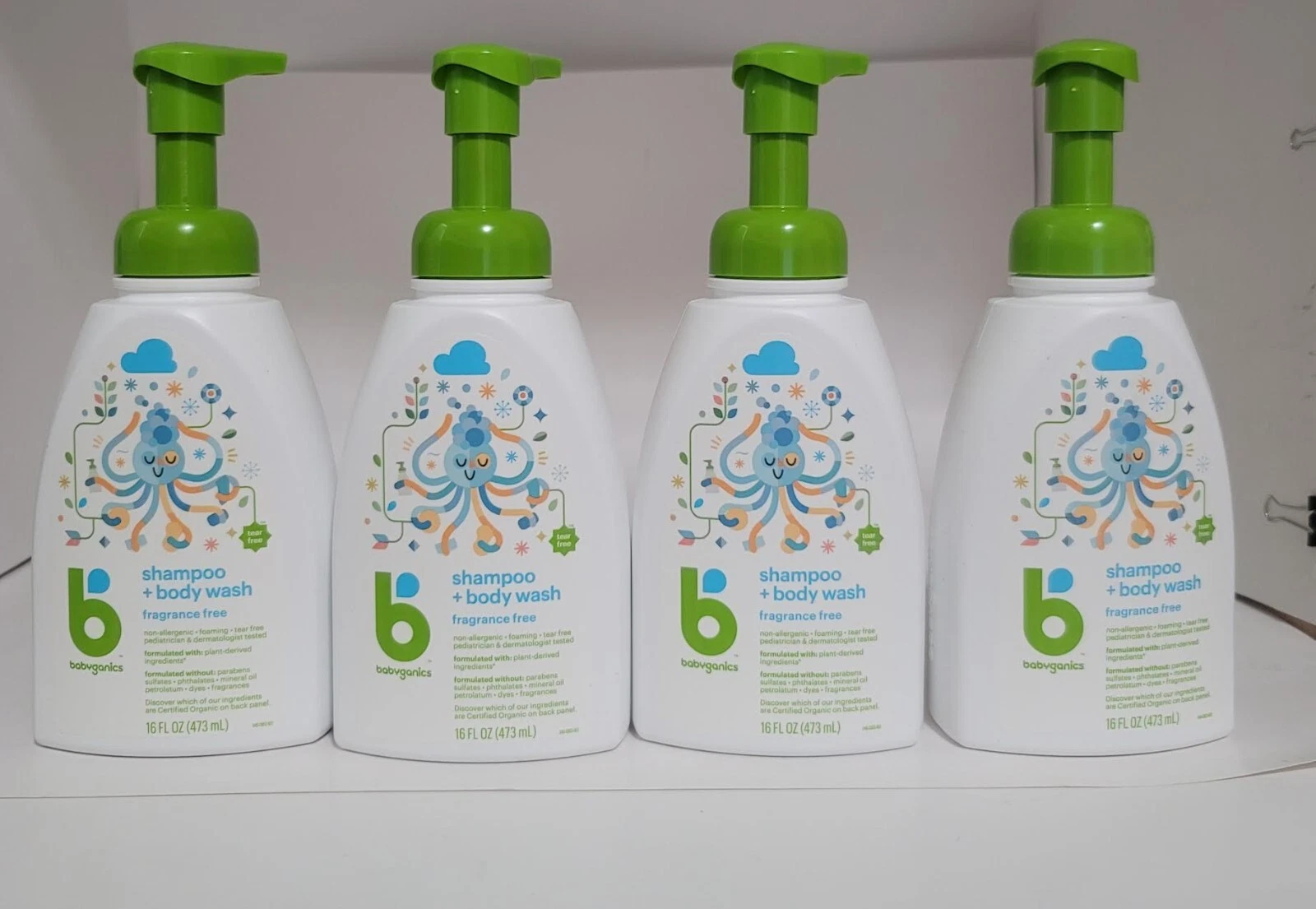 Pack of 4- Babyganics Baby Shampoo + Body Wash Pump Bottle - Fragrance Free
Opens in a new window or