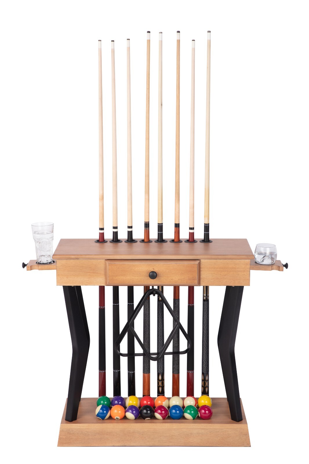 Freetime Fun Carson Pool Cue Holder Floor Stand for 8 Pool Table Sticks, 15 Ball