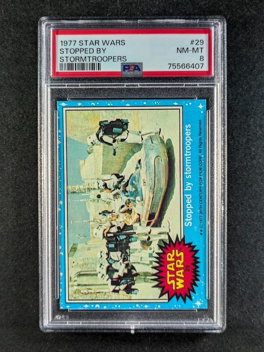 1977 Topps X Star Wars STOPPED BY STORMTROOPERS Luke Skywalker #29 PSA 8 NM-MT