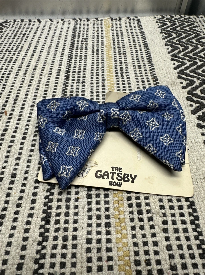Pajarita Gatsby suave retro geométrica azul original vintage años 60 nueva con etiquetas Foto 2 de 4