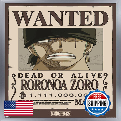 Trends International One Piece - Roronoa Zoro Wanted Poster Wall Poster 34L X