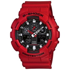 Special New CASIO G-Shock GA 100B 4AJF BIG CASE Red 20 ATM Water Resist