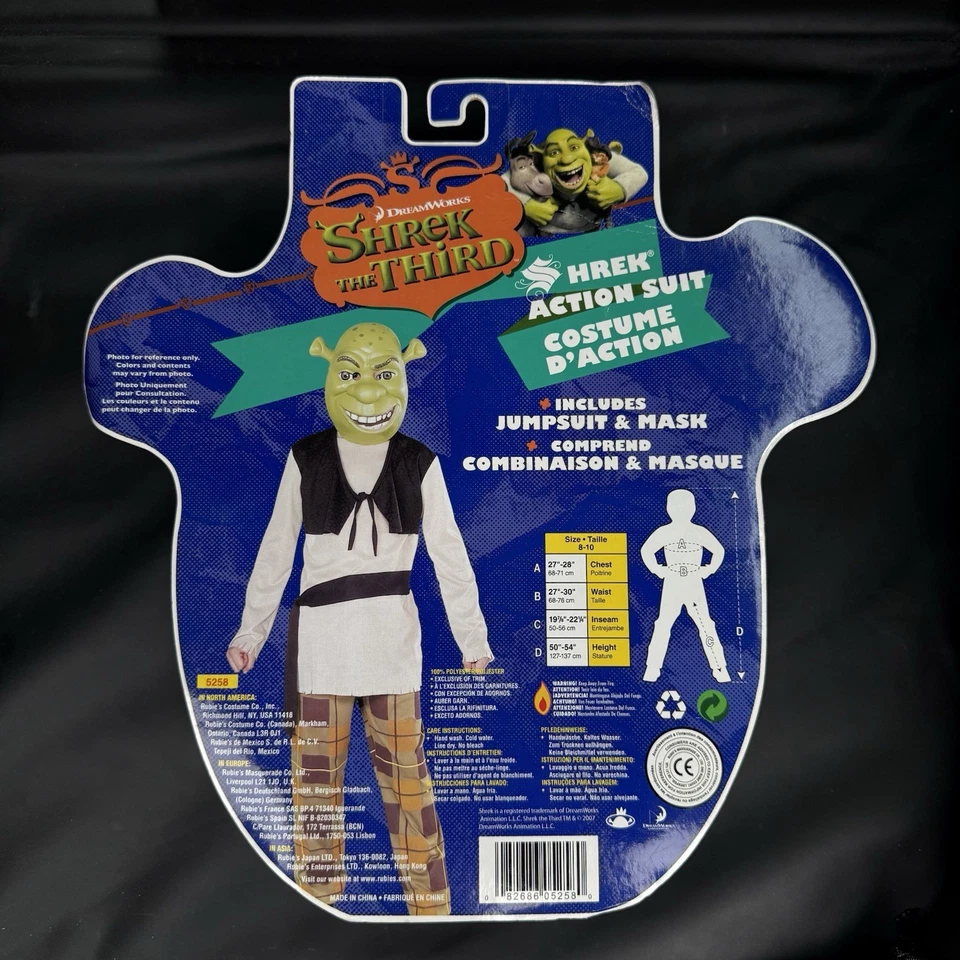 Disfraz Completo con Máscara Niño Personaje De Lujo Shrek The Third Talla 8-10 Nuevo de Lote Antiguo 2007 Foto 2 de 2