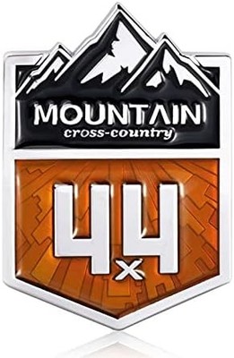 4x4 Mountain Cross Country Metal Car Sticker, Off Road Racing Decal, Chrome Embl