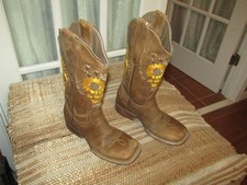 RDR Embroidered Floral Cowgirl Western Square Toe Boots Women's US 5.5 Mex 22.5