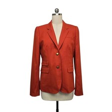 J.Crew Schoolboy Blazer 10T Orange Wool Blend Gold Crest Button Jacket Academia