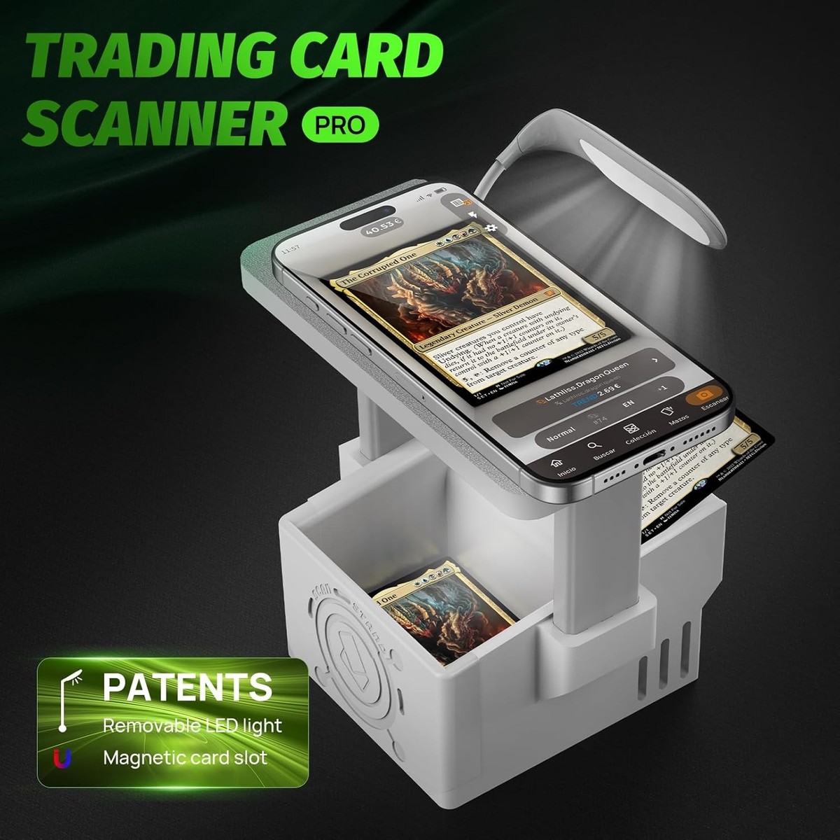 Trading Card Scanner with LED Light and Magnetic Base for TCGs | eBay