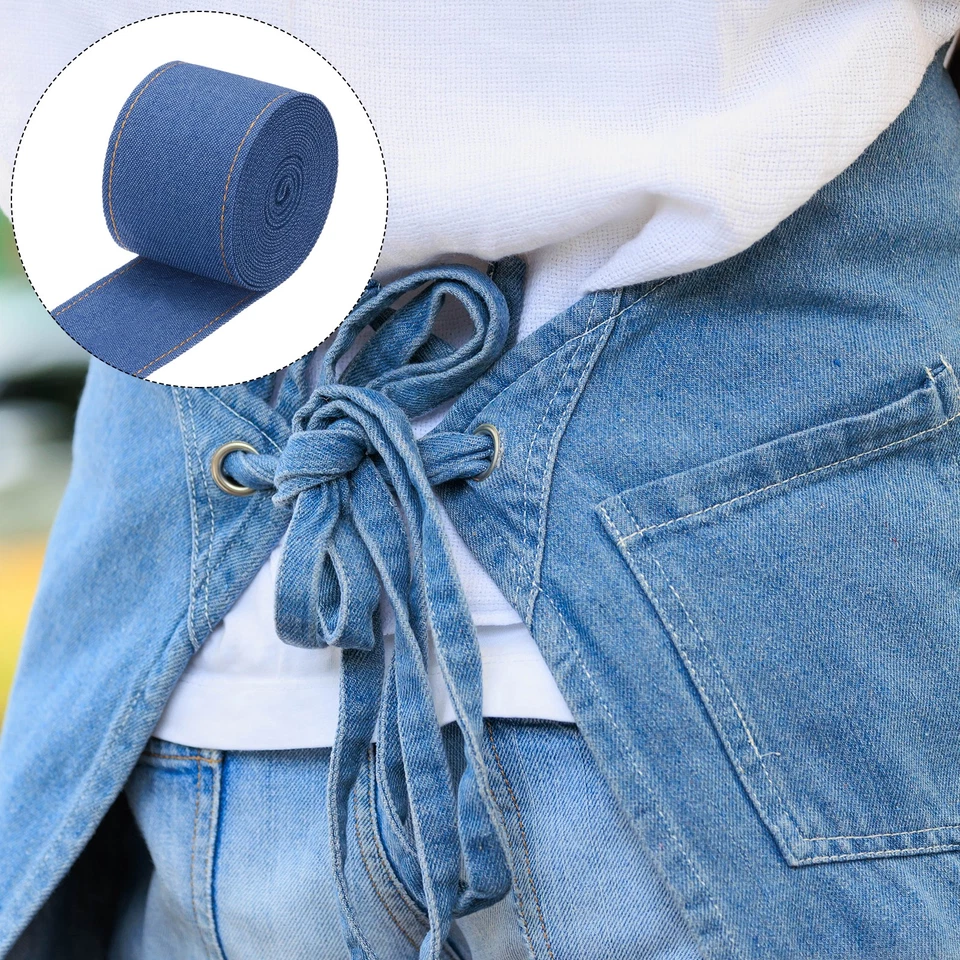 Cintas de tela de mezclilla de 2 pulgadas, cinta de jean con lazo de mezclilla de 3 yardas, azul oscuro 50 mm Foto 3 de 4