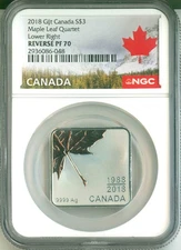 2018 Canada S$3 Rose Gold Gilt Maple Leaf Quartet Lower Right NGC Reverse PF70