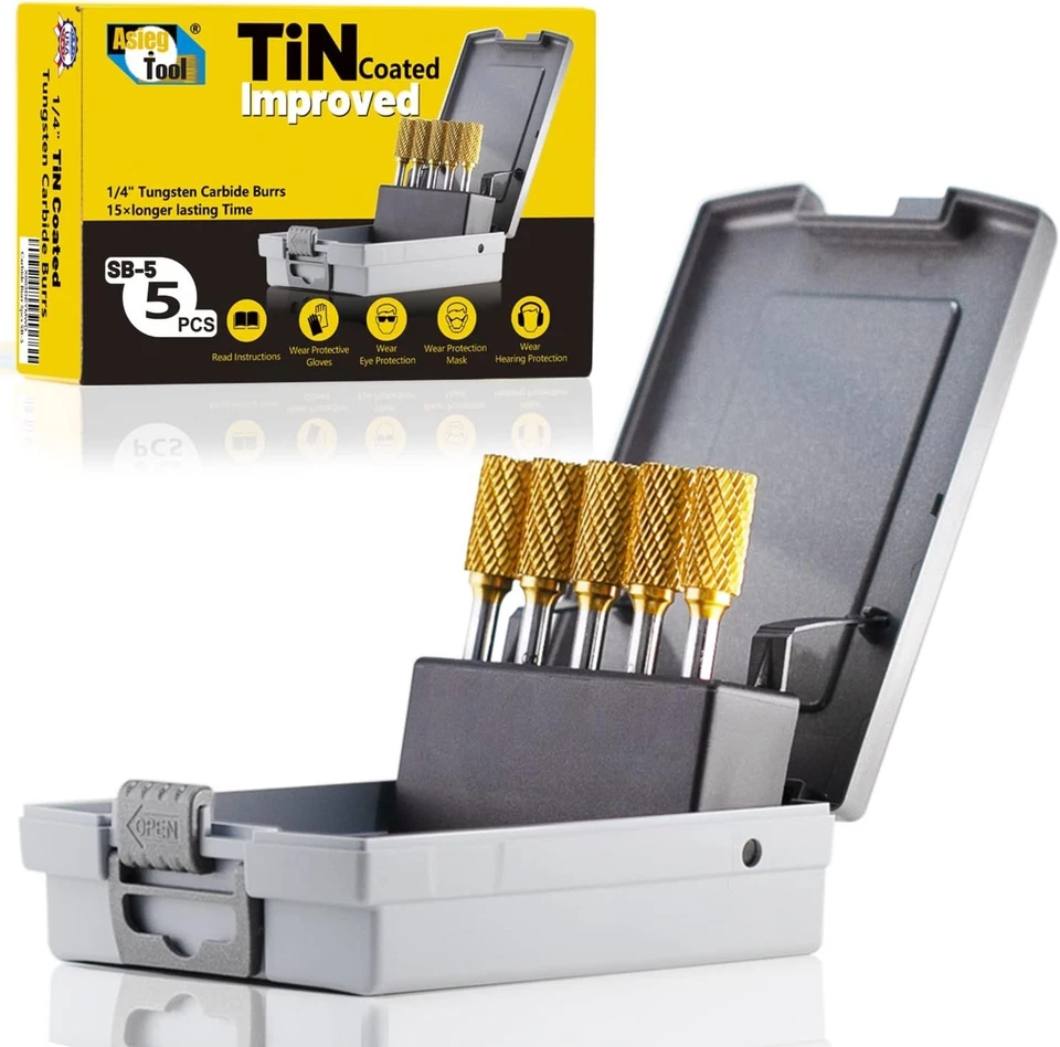 5pcs Tungsten Carbide Burr TiN Rotary File Set - Image 3 of 4