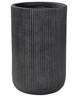 Blumentopf Ton & Glasfaser Schwarz Rund 30 X 30 X 49 Cm Mit Rillen Modern Ea