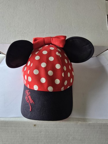 Minnie Mouse Baseball Youth Cap Hat With Ears Disney Parks XOXO Polka Dots - Picture 1 of 9