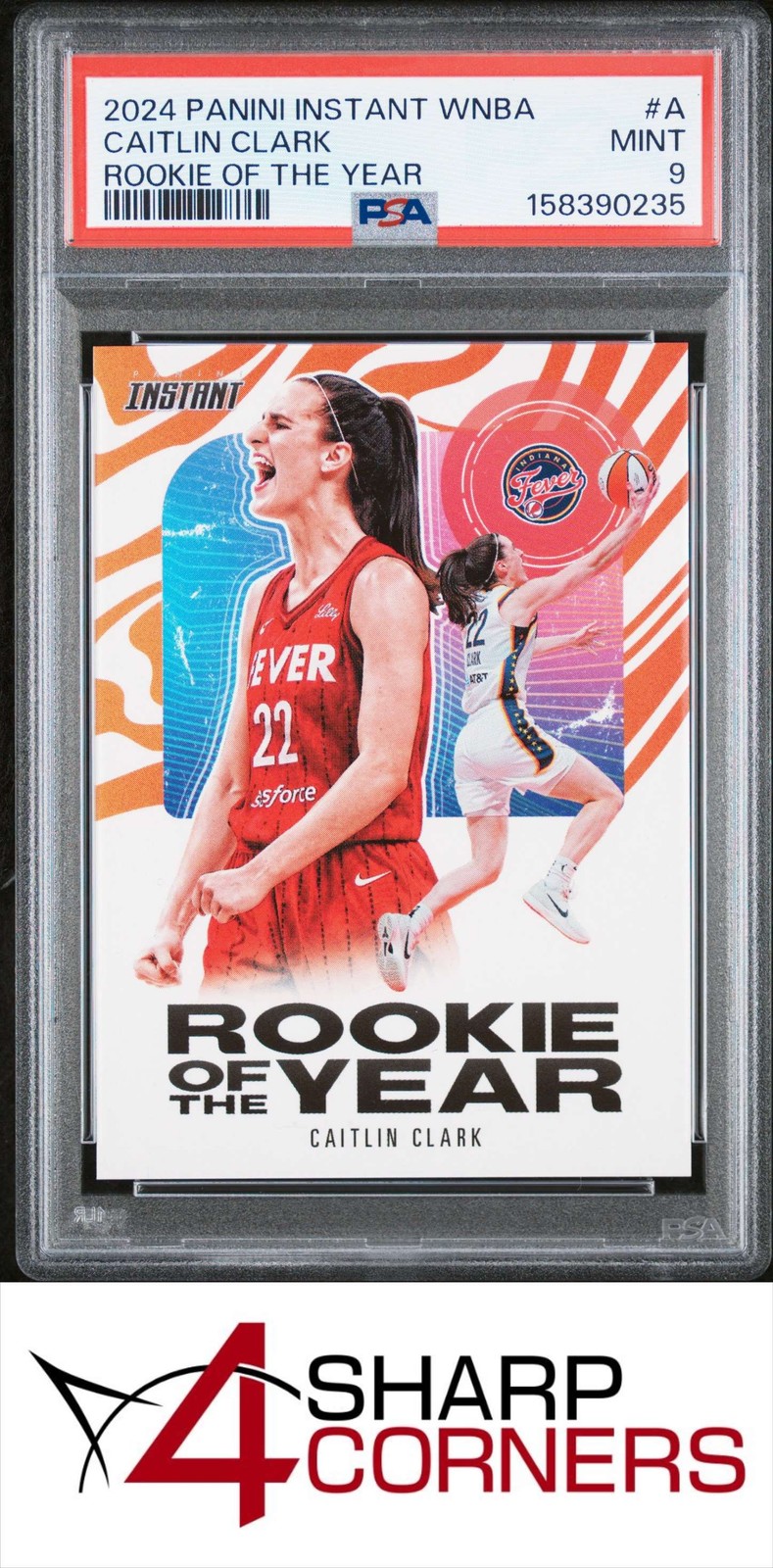 2024 PANINI INSTANT WNBA ROOKIE OF THE YEAR #A CAITLIN CLARK RC PSA 9 view 1